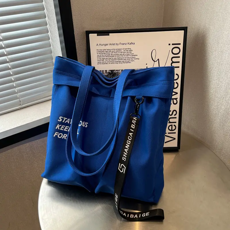 Blue Canvas Shoulder Bag for College Students 2026