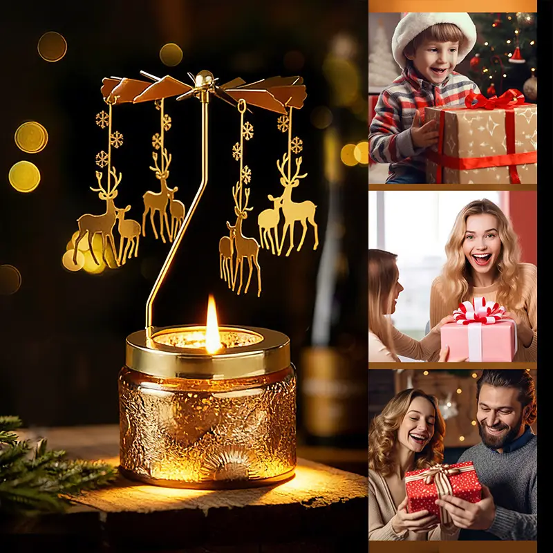 Rotating Candle Holder Scented Candle Soy Wax Birthday Candle Gift Atmosphere Decorative Ornaments Fragrance Souvenir