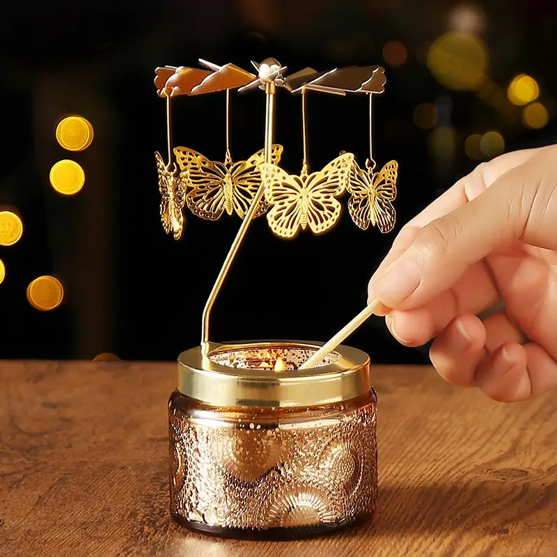 Rotating Candle Holder Scented Candle Soy Wax Birthday Candle Gift Atmosphere Decorative Ornaments Fragrance Souvenir