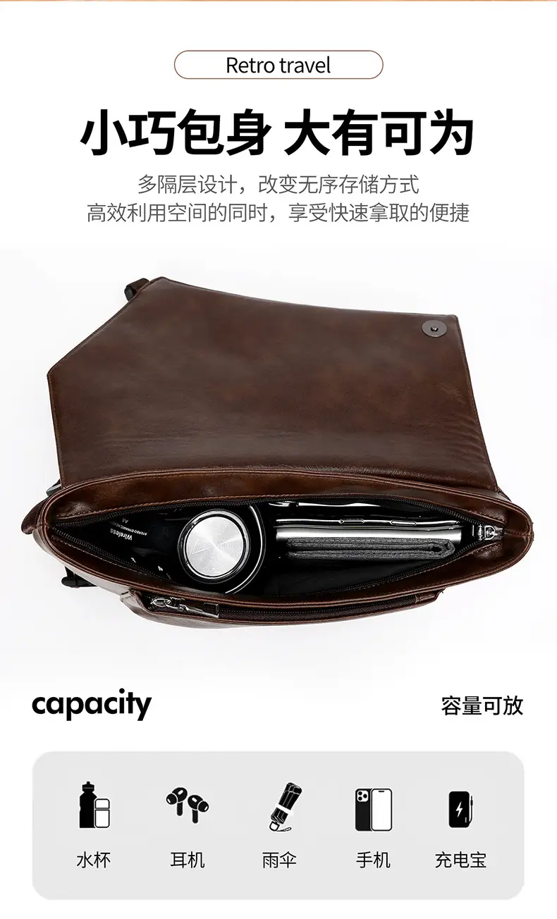 Men Waterproof Crossbody Bag Large Capacity Satchel — feature 10