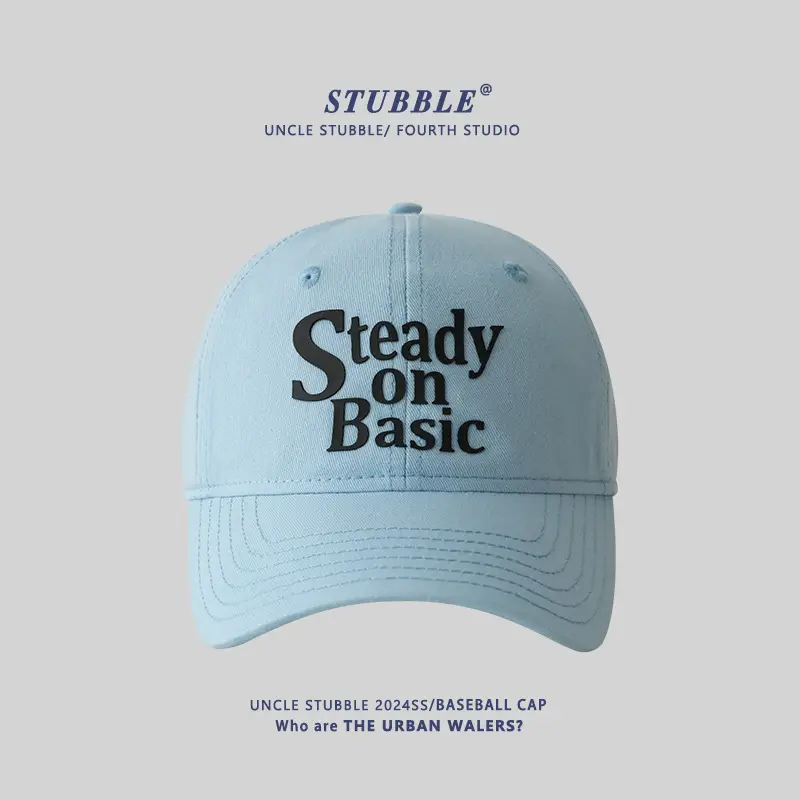 Stubble on Basic Blue Baseball Cap Men Women - Image 7
