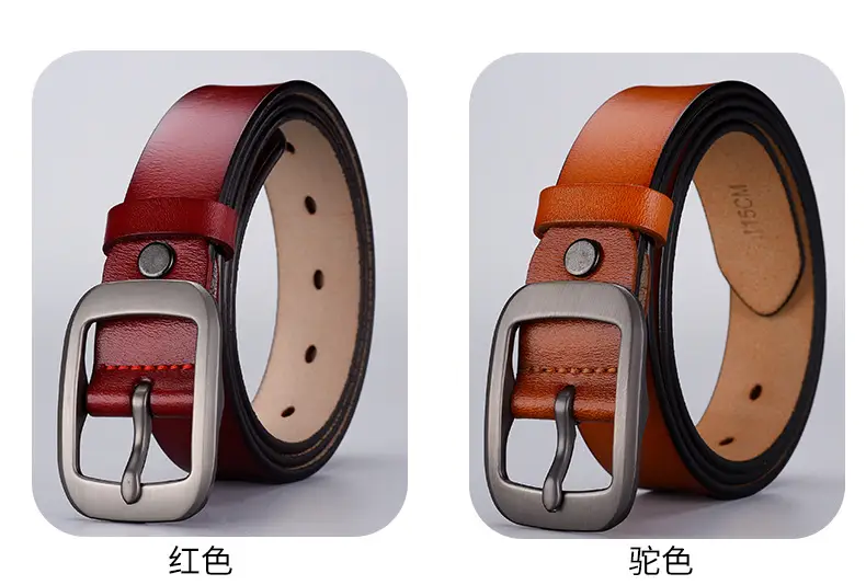 Women's Red Genuine Leather Belt Casual Fashion — feature 31