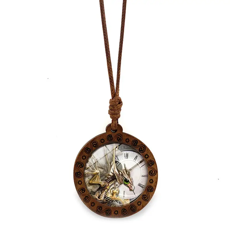 Steampunk Mechanical Watch Pendant Necklace Women's Retro Brown Wax Rope Sweater Chain - Image 11