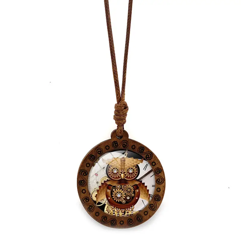 Steampunk Mechanical Watch Pendant Necklace Women's Retro Brown Wax Rope Sweater Chain - Image 6