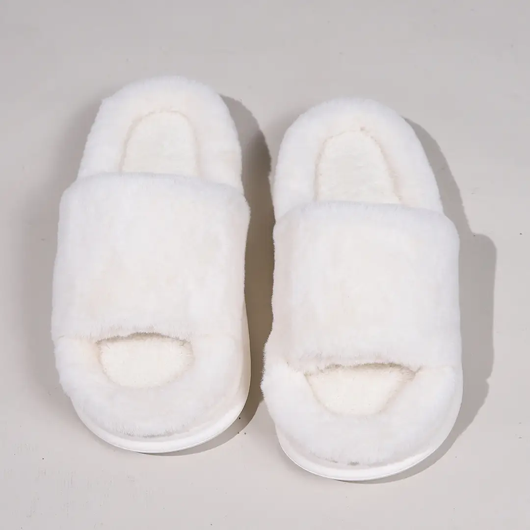 Cross-Border Thick-Soled Furry Slippers for Home Use, Indoor Cotton Slippers for Women, Plush Open-Toe Home Slippers for Men — feature 7