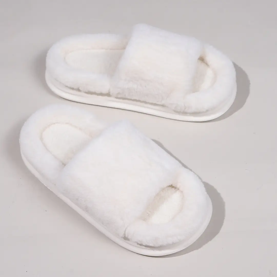 Cross-Border Thick-Soled Furry Slippers for Home Use, Indoor Cotton Slippers for Women, Plush Open-Toe Home Slippers for Men — feature 8