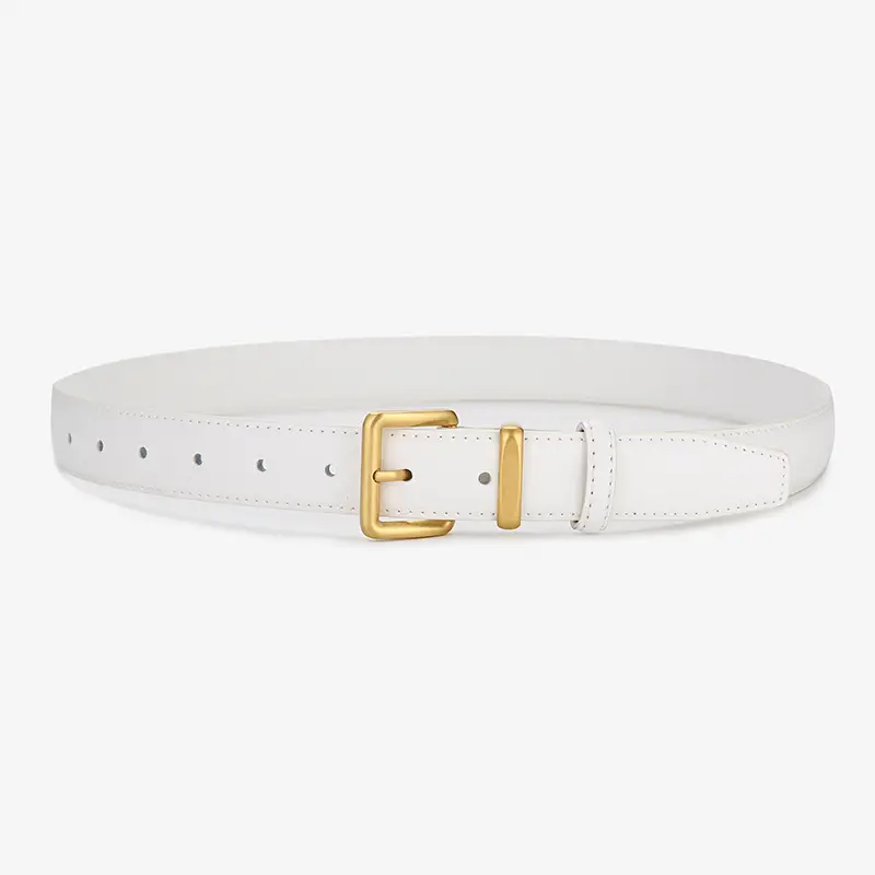 Women's Genuine Leather Belt Brown Black Gold Buckle - Image 2