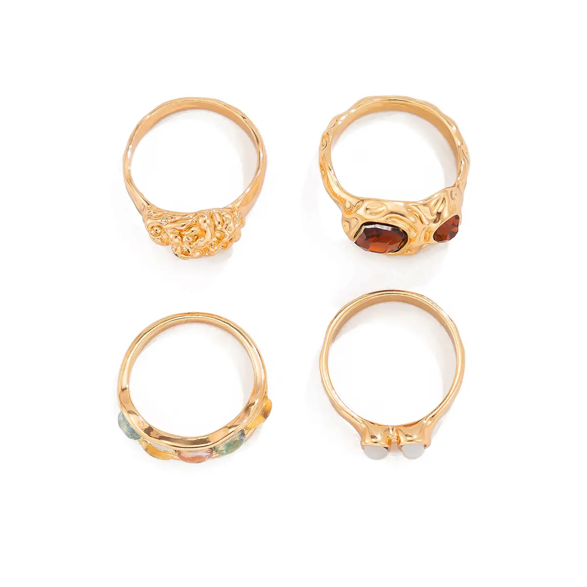 Gold Geometric Diamond Ring Set for Women — feature 13