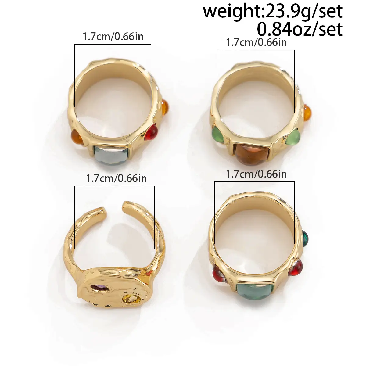 Gold Geometric Diamond Ring Set for Women — feature 16