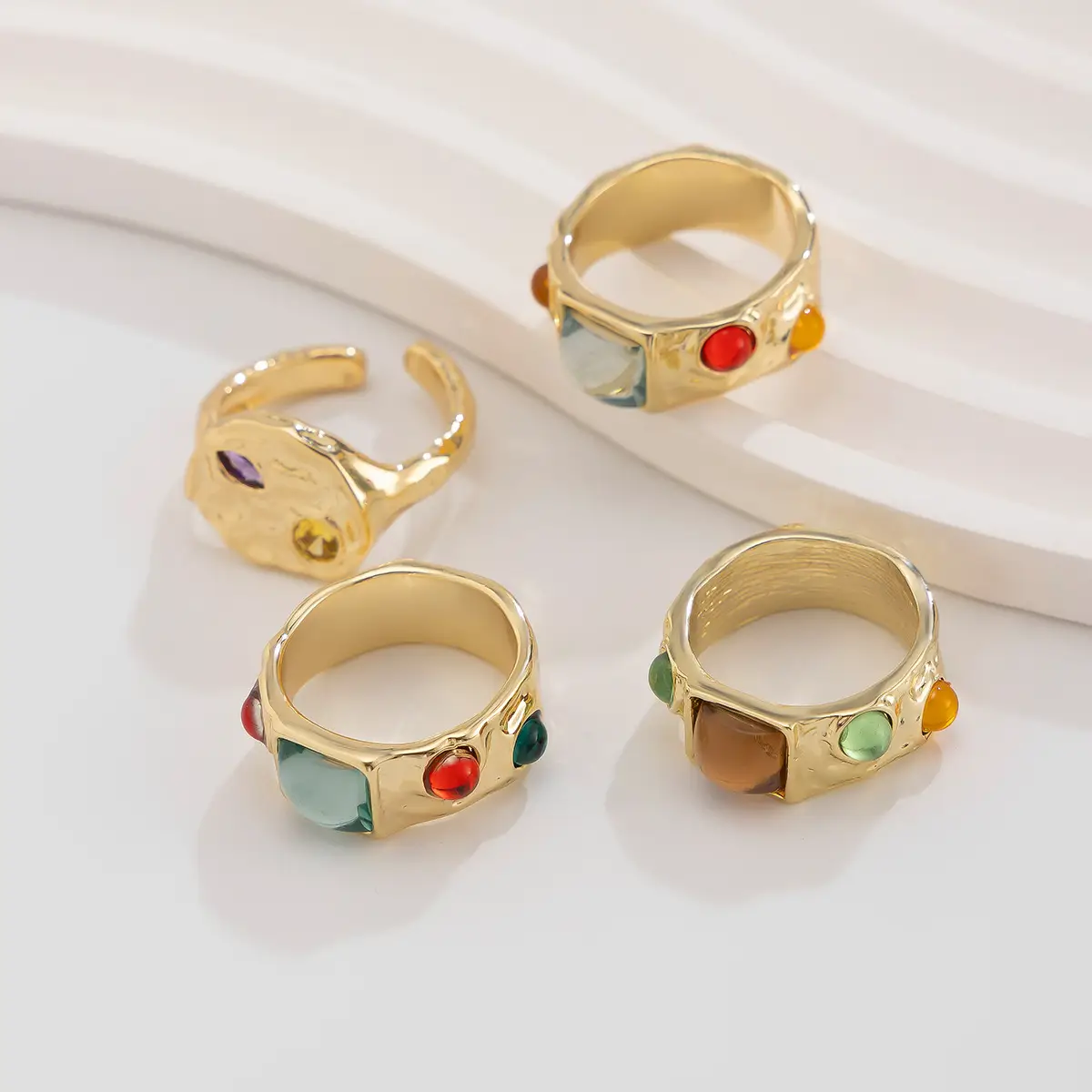 Gold Geometric Diamond Ring Set for Women — feature 19