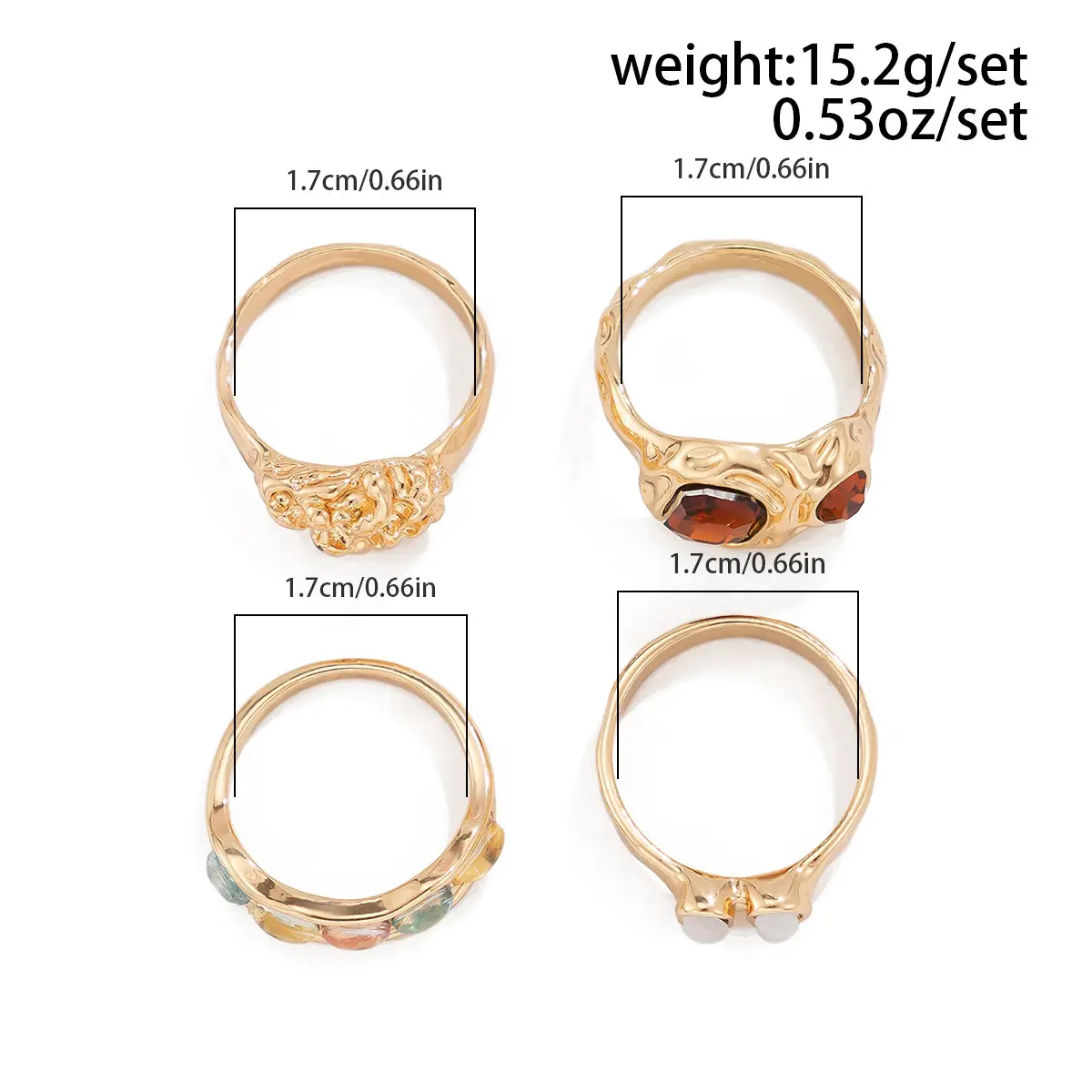 Gold Geometric Diamond Ring Set for Women — feature 2