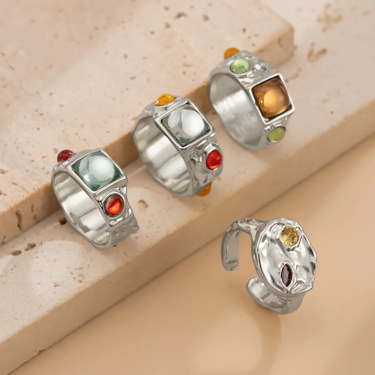 Gold Geometric Diamond Ring Set for Women — feature 20