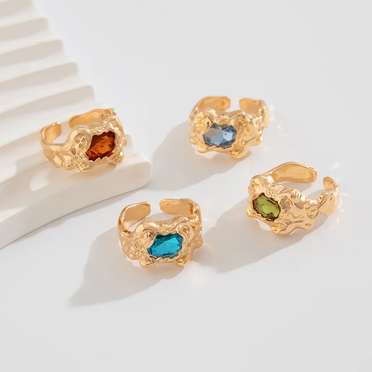 Gold Geometric Diamond Ring Set for Women — feature 28