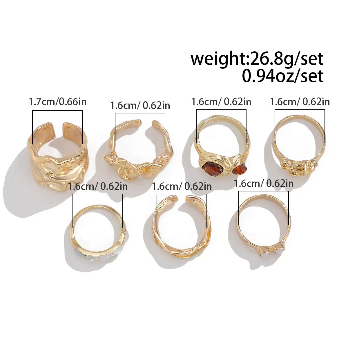 Gold Geometric Diamond Ring Set for Women — feature 32