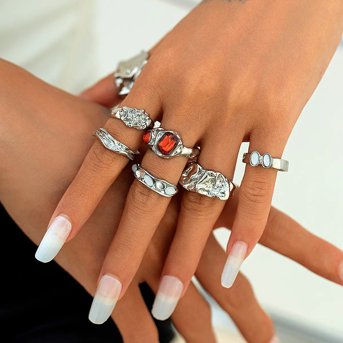 Gold Geometric Diamond Ring Set for Women — feature 33