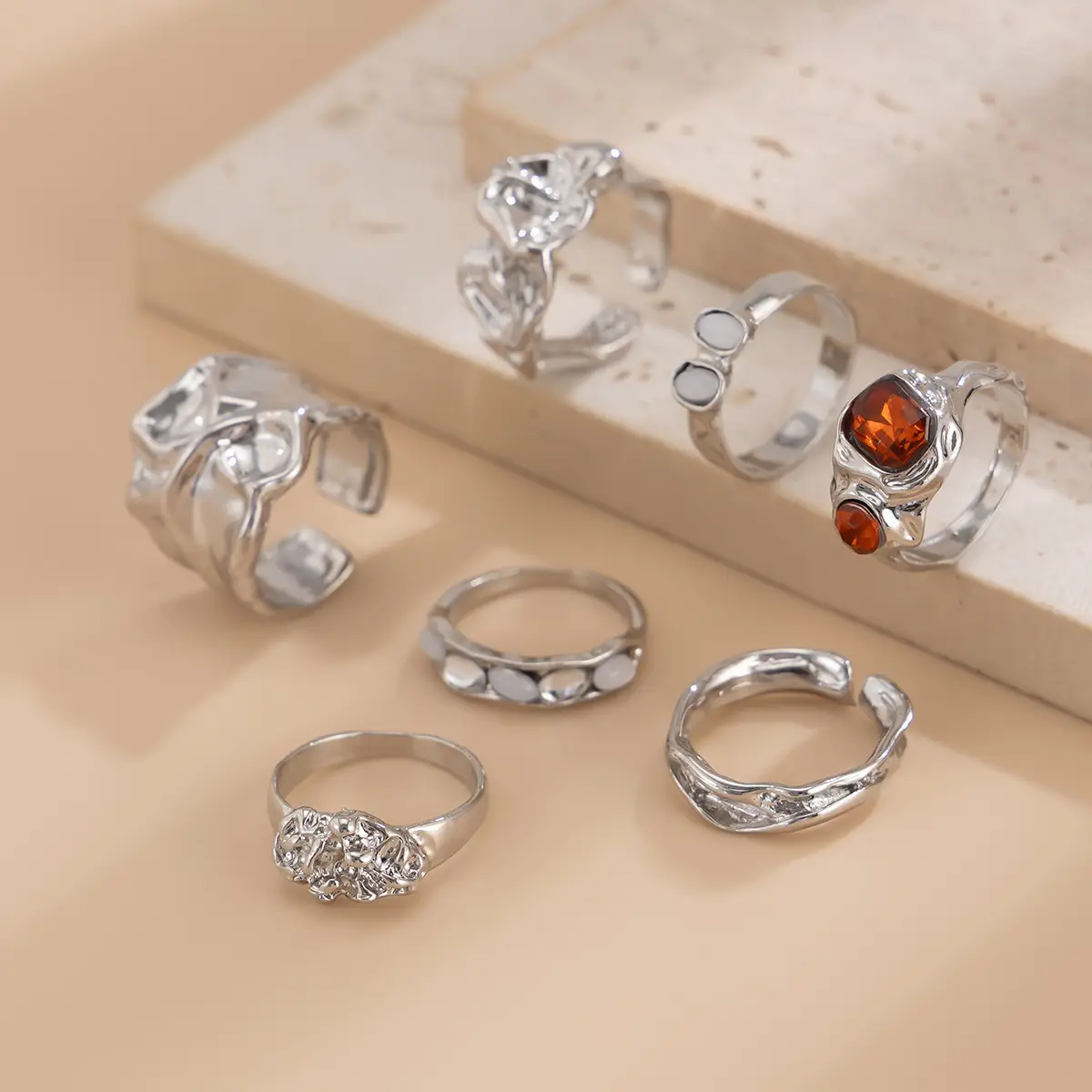Gold Geometric Diamond Ring Set for Women — feature 35