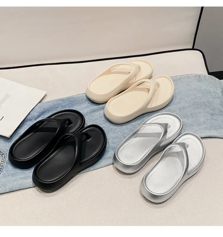 Women's Summer Eva Thick-Soled Flip-Flops for Small People, European and American Ins Trendy Soft-Soled Flats-Soled Electroplated Sandals — feature 1