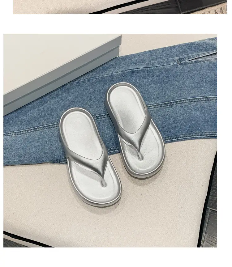 Women's Summer Eva Thick-Soled Flip-Flops for Small People, European and American Ins Trendy Soft-Soled Flats-Soled Electroplated Sandals — feature 41