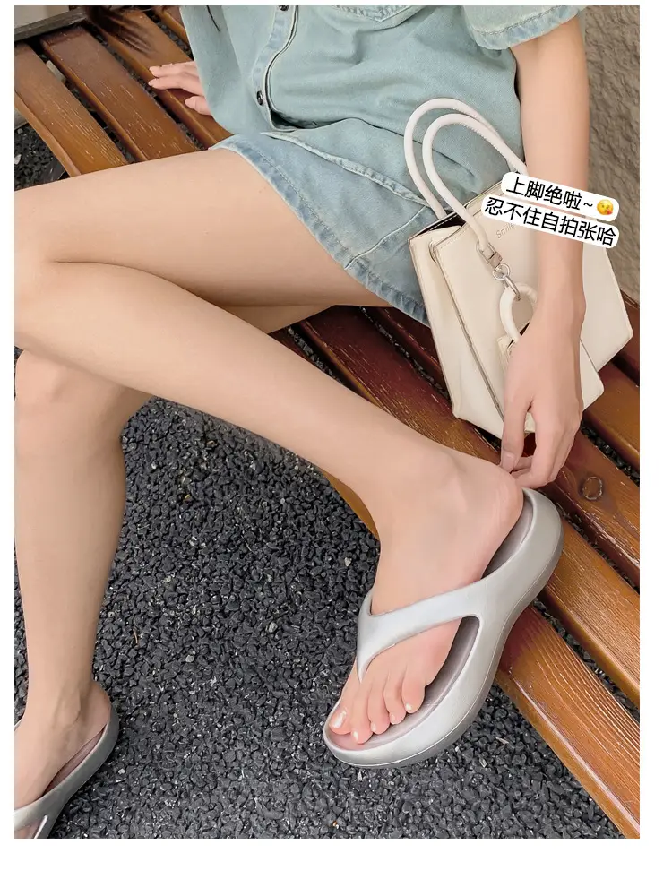 Women's Summer Eva Thick-Soled Flip-Flops for Small People, European and American Ins Trendy Soft-Soled Flats-Soled Electroplated Sandals — feature 5