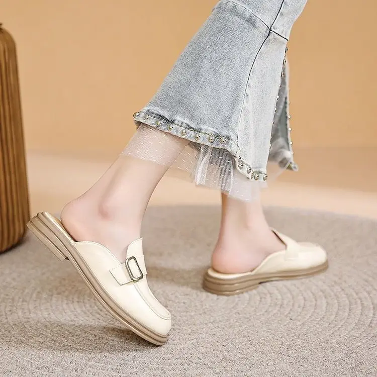 Women's Black French Retro Slippers Summer 2024