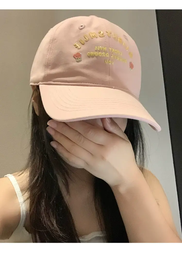 Pink Embroidered Baseball Cap for Women Spring Summer — feature 10