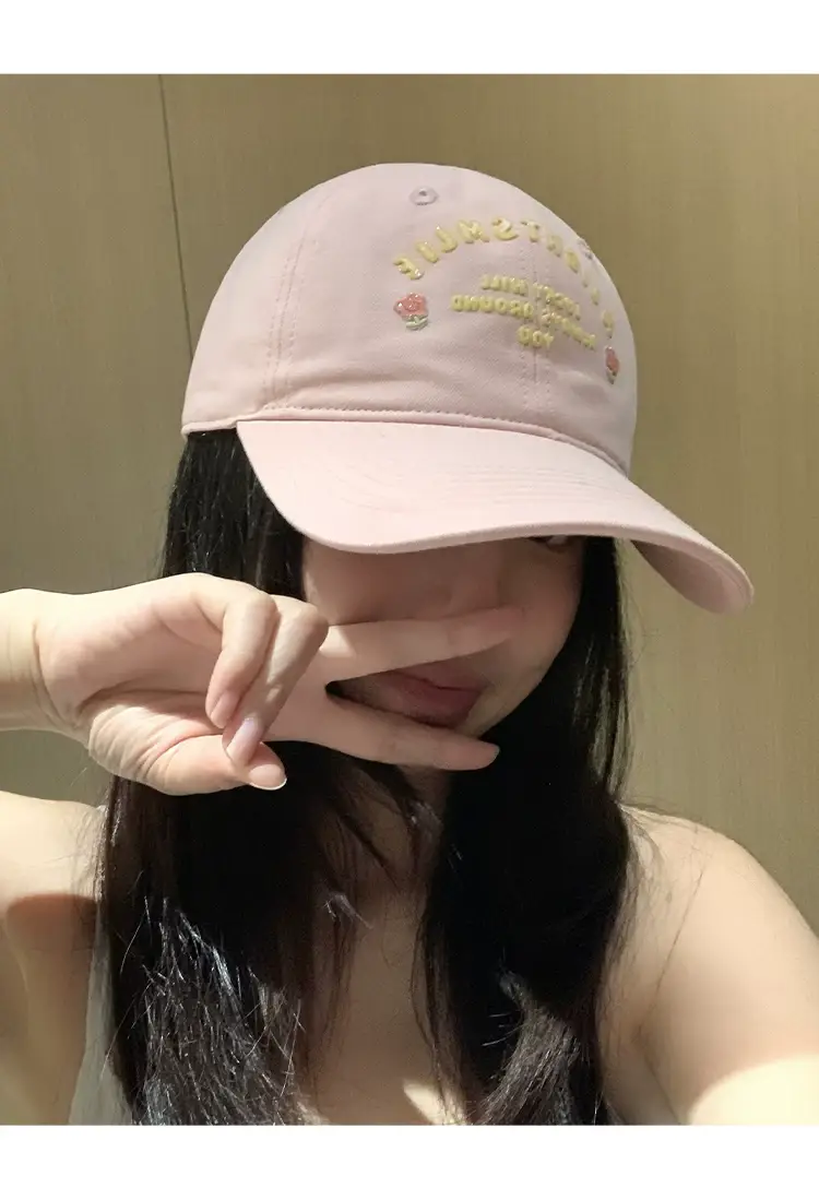 Pink Embroidered Baseball Cap for Women Spring Summer — feature 12