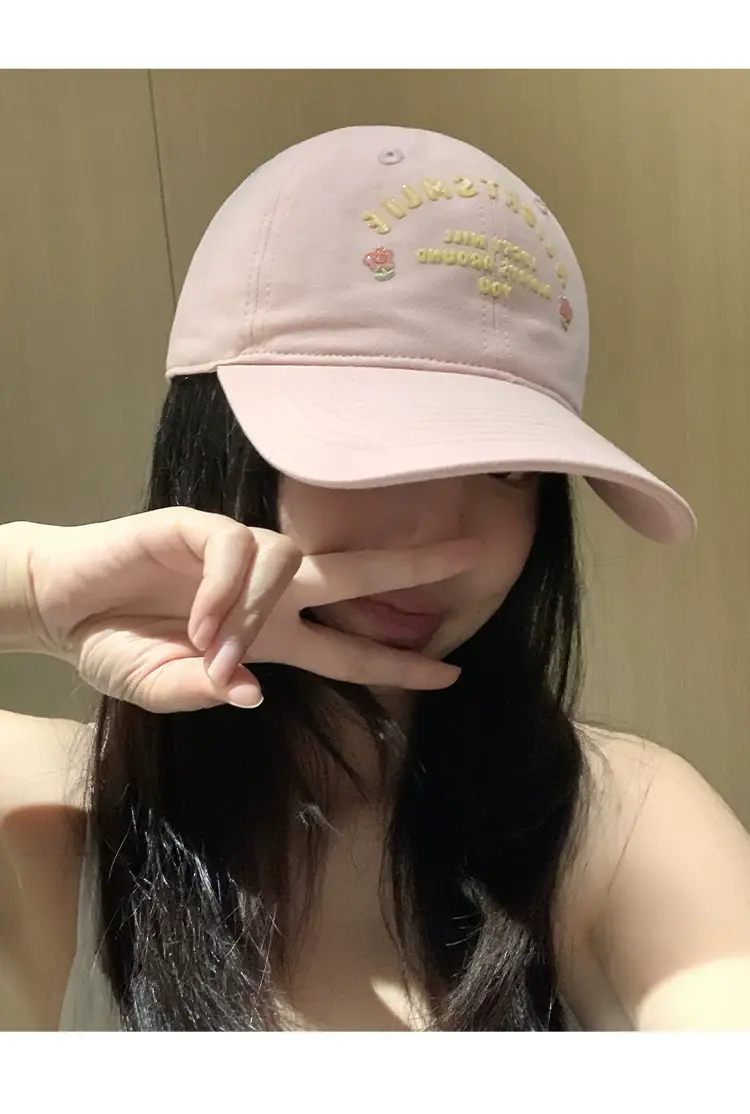 Pink Embroidered Baseball Cap for Women Spring Summer — feature 9