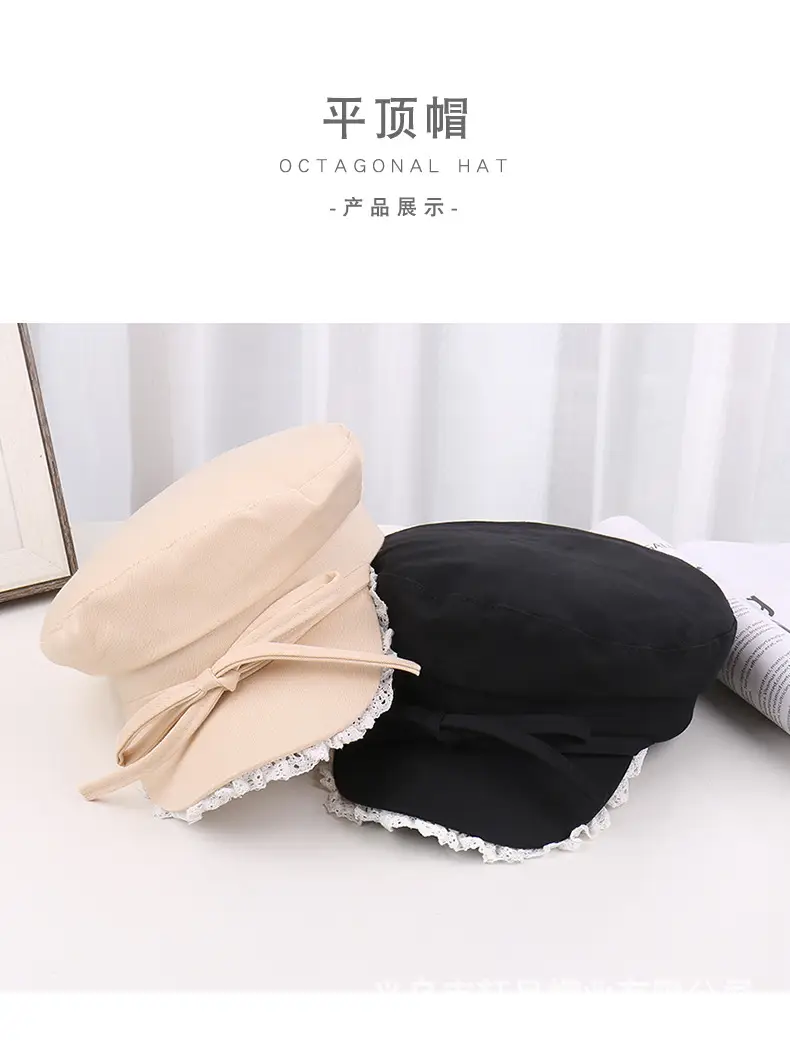 Women's Red Bow Strap Lace Cap All Match — feature 26