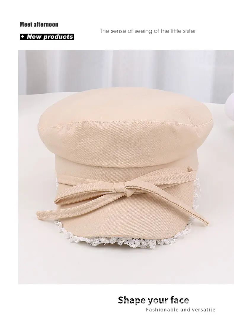 Women's Red Bow Strap Lace Cap All Match — feature 27
