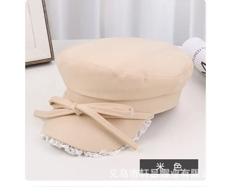 Women's Red Bow Strap Lace Cap All Match — feature 32