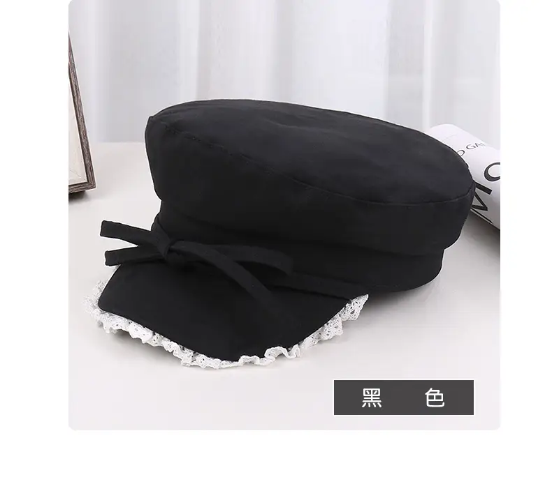 Women's Red Bow Strap Lace Cap All Match — feature 33