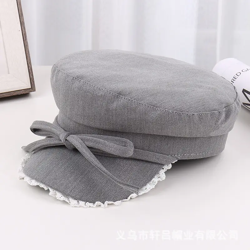 Women's Red Bow Strap Lace Cap All Match - Image 2
