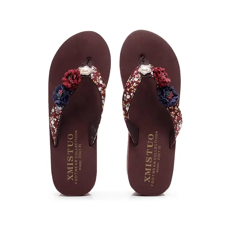 Summer New Flower Women's Flip-flops Thick-soled Non-slip Sandals for Outer Wear Fashionable Seaside Beach Vacation Slippers - Image 13
