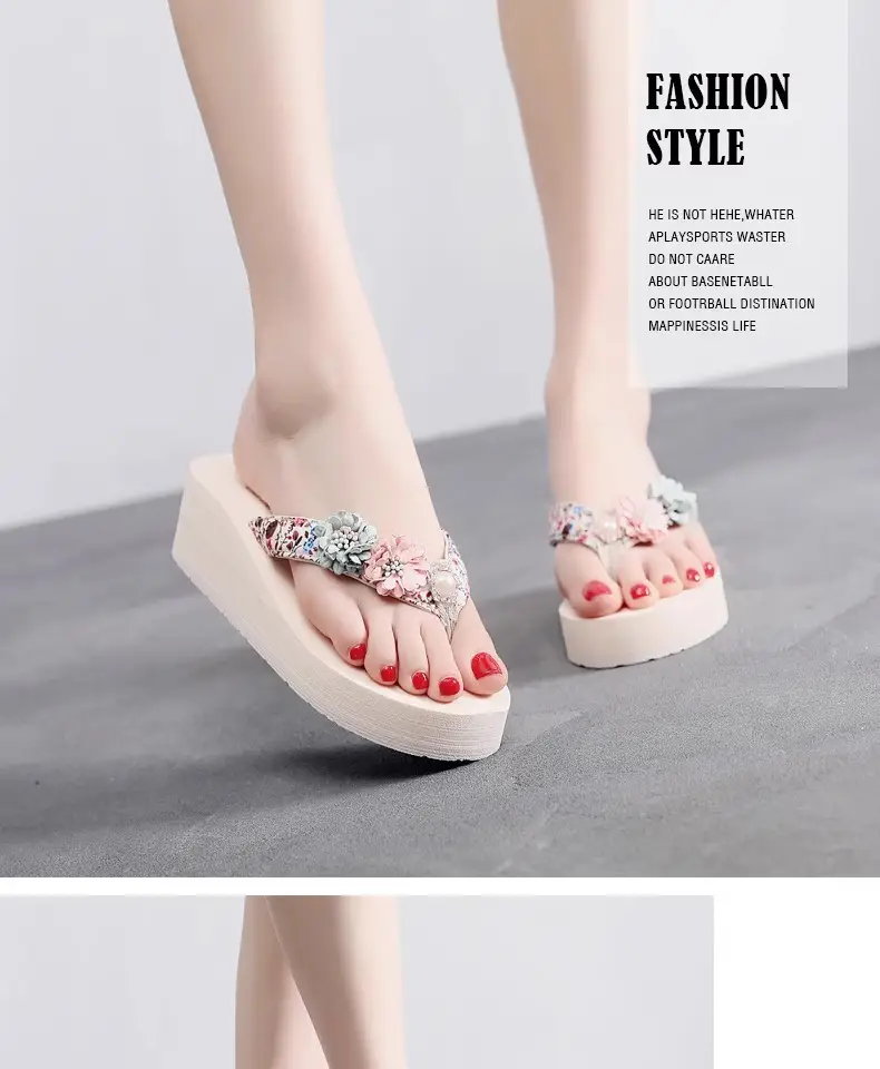 Summer New Flower Women's Flip-flops Thick-soled Non-slip Sandals for Outer Wear Fashionable Seaside Beach Vacation Slippers — feature 10