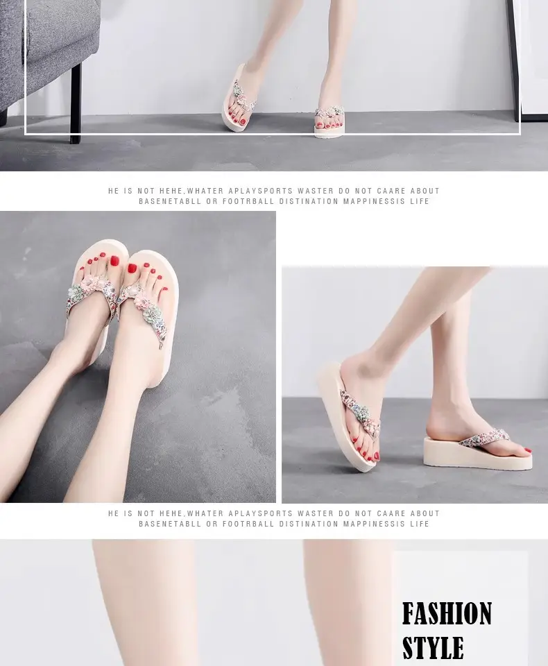Summer New Flower Women's Flip-flops Thick-soled Non-slip Sandals for Outer Wear Fashionable Seaside Beach Vacation Slippers — feature 12