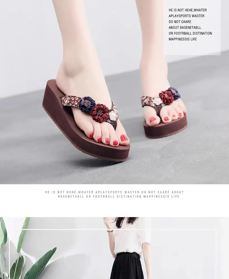 Summer New Flower Women's Flip-flops Thick-soled Non-slip Sandals for Outer Wear Fashionable Seaside Beach Vacation Slippers — feature 13
