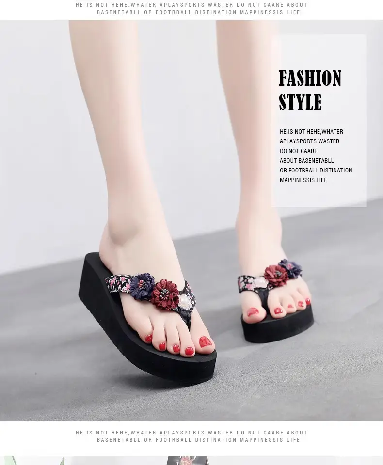 Summer New Flower Women's Flip-flops Thick-soled Non-slip Sandals for Outer Wear Fashionable Seaside Beach Vacation Slippers — feature 15