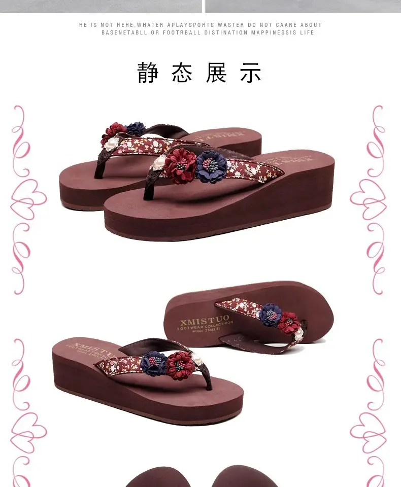 Summer New Flower Women's Flip-flops Thick-soled Non-slip Sandals for Outer Wear Fashionable Seaside Beach Vacation Slippers — feature 18