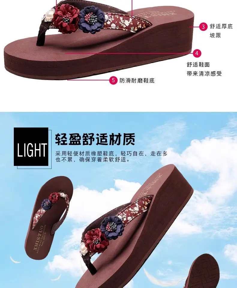 Summer New Flower Women's Flip-flops Thick-soled Non-slip Sandals for Outer Wear Fashionable Seaside Beach Vacation Slippers — feature 6