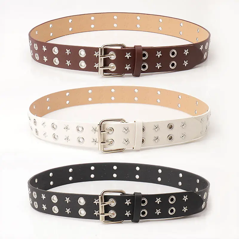 Women's Black Star Buckle Belt European American Rivet - Image 5