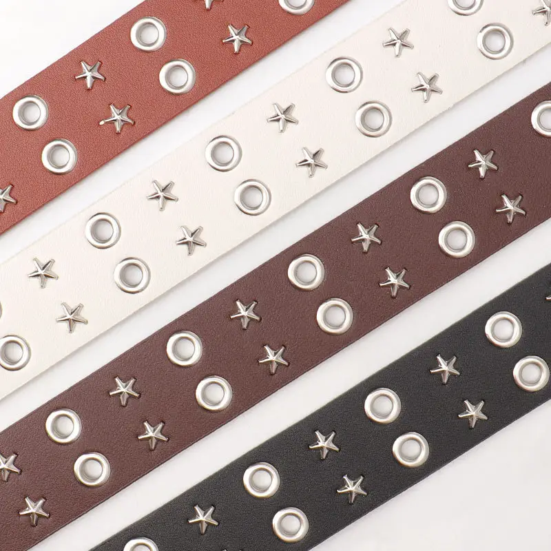 Women's Black Star Buckle Belt European American Rivet - Image 6