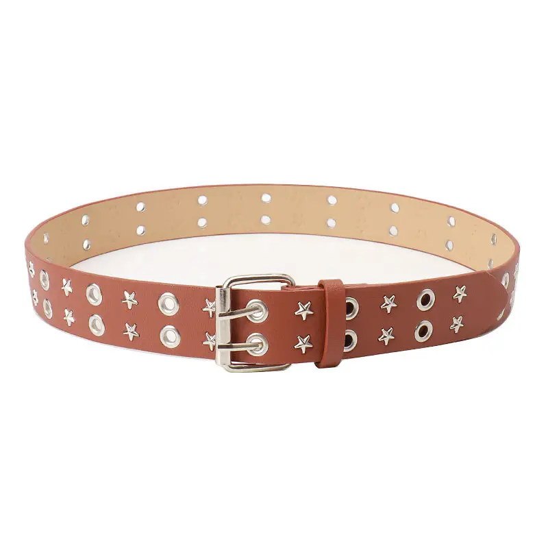 Women's Black Star Buckle Belt European American Rivet - Image 8