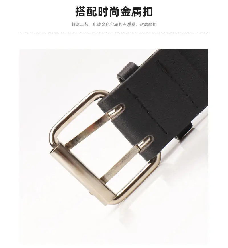 Women's Black Star Buckle Belt European American Rivet — feature 14