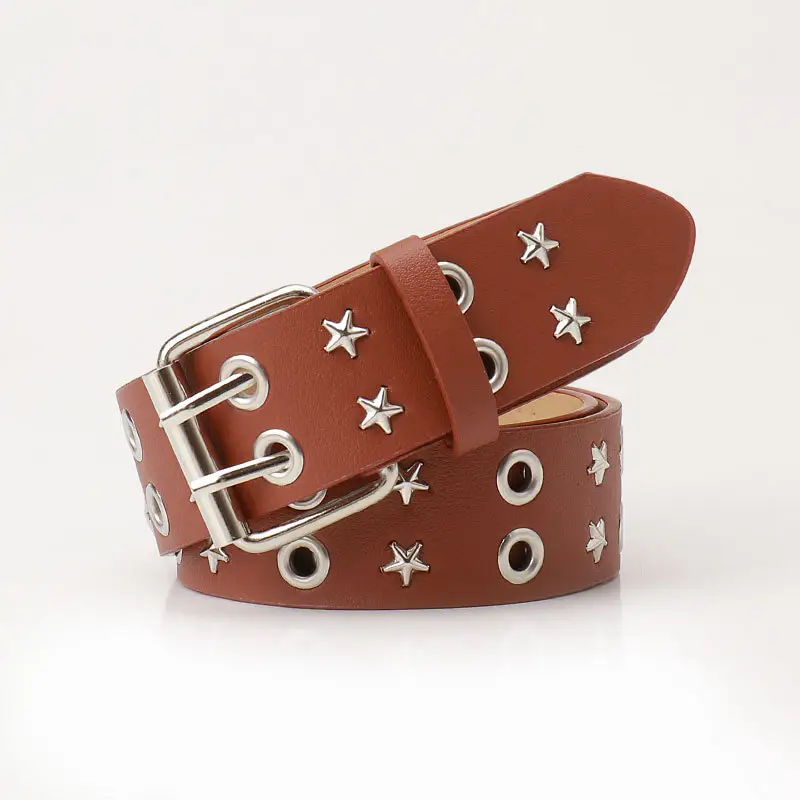 Women's Black Star Buckle Belt European American Rivet - Image 2