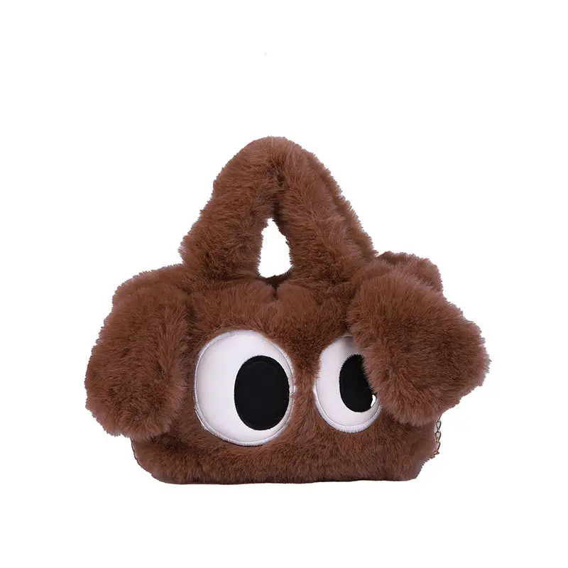 Pink Plush Puppy Shoulder Bag with Big Eyes - Image 8