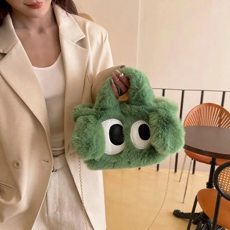 Pink Plush Puppy Shoulder Bag with Big Eyes - Image 4