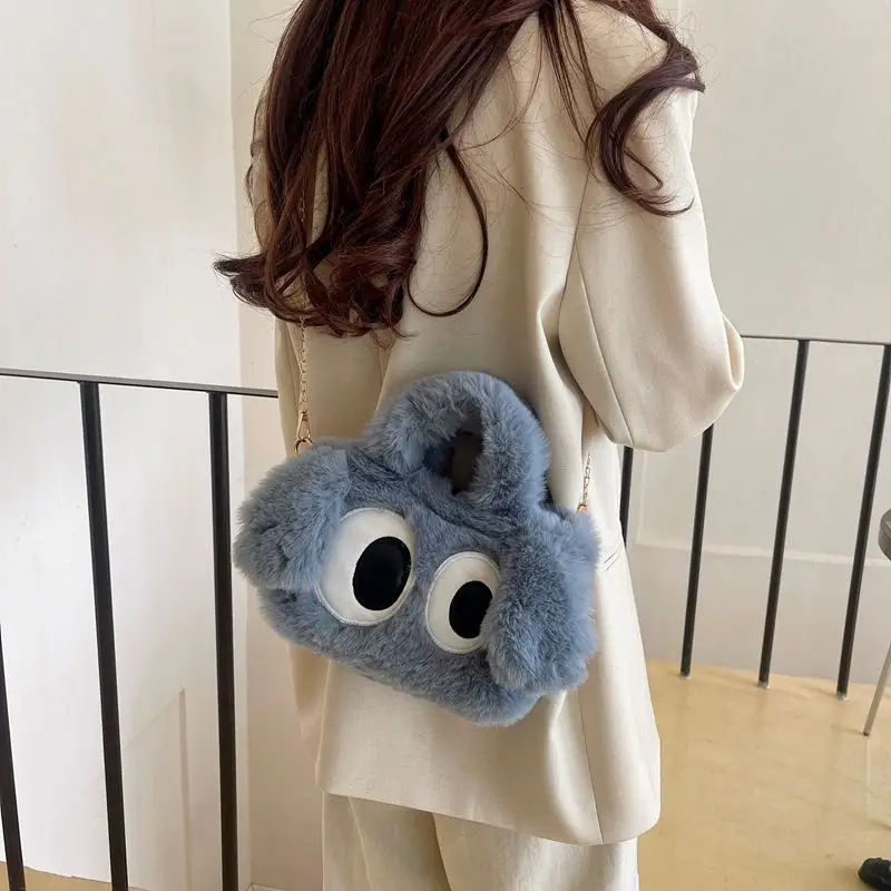 Pink Plush Puppy Shoulder Bag with Big Eyes - Image 6