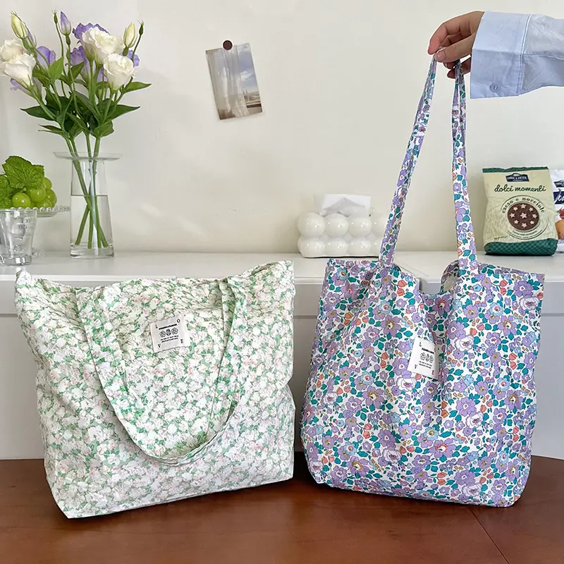 Vintage Floral Canvas Shoulder Bag for Students - Image 4