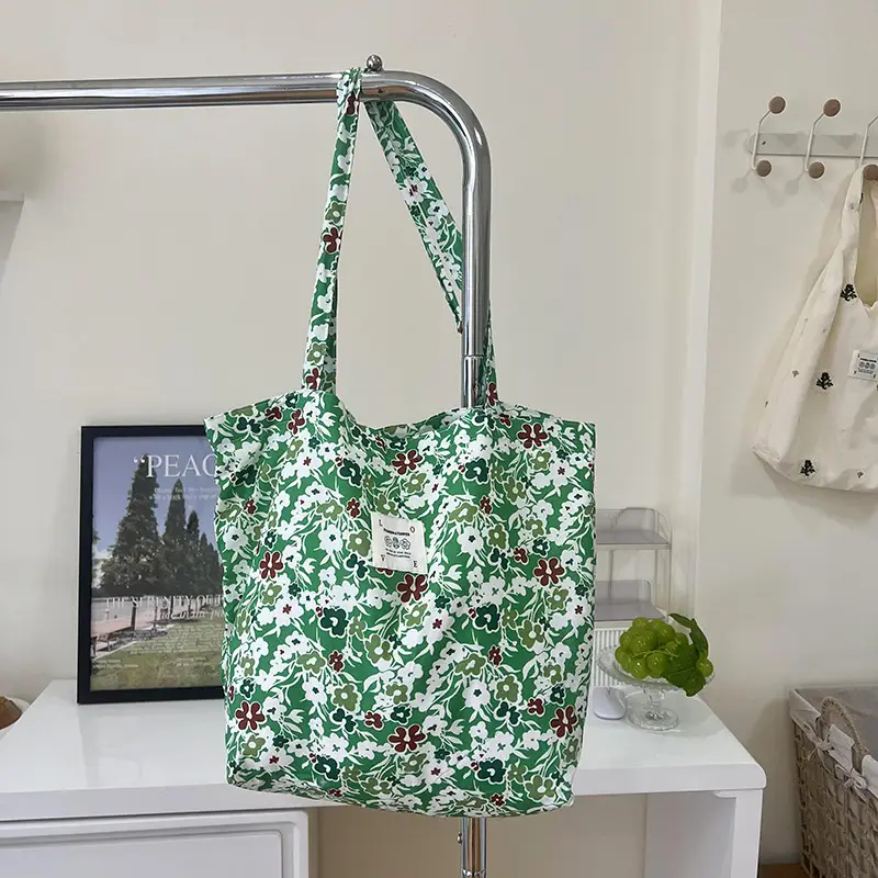 Vintage Floral Canvas Shoulder Bag for Students - Image 5