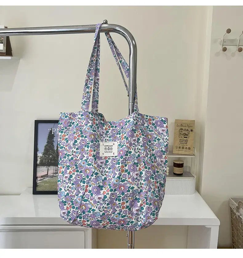 Vintage Floral Canvas Shoulder Bag for Students — feature 11